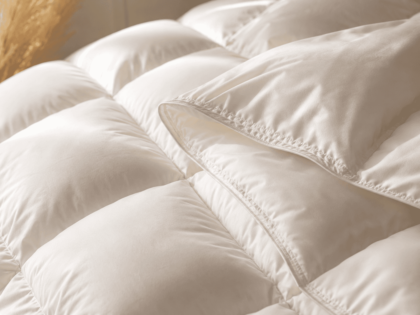 Close-up of premium down bedding materials